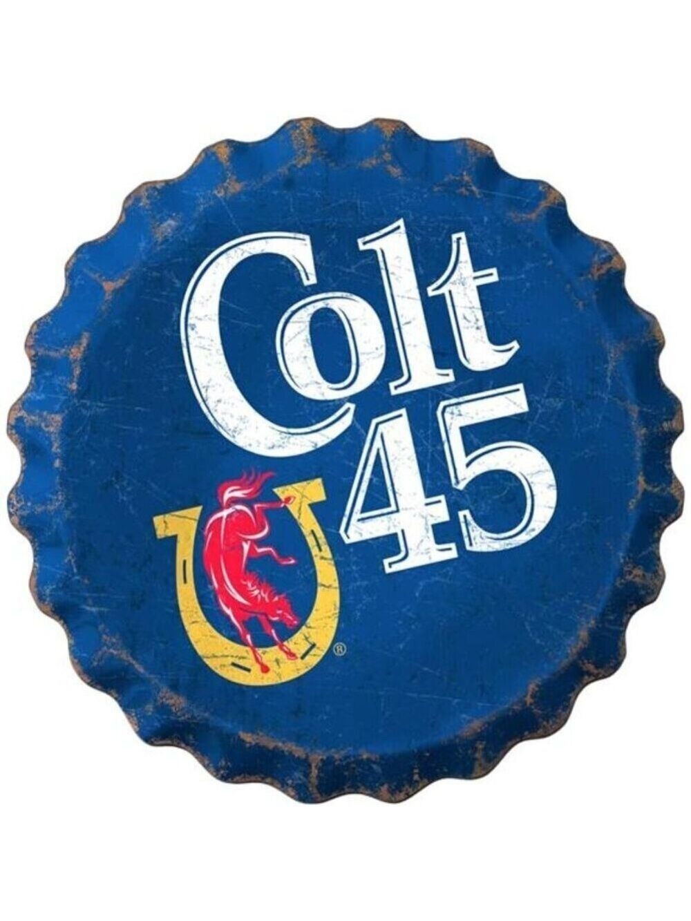 Colt 45 Beer Metal Bottle Cap Sign Garage Shop Bar Man Cave Collector LARGE NW